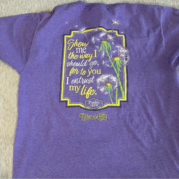 Purple Blessed Girl Short Sleeve Tee with Psalm - Picture 4 of 4